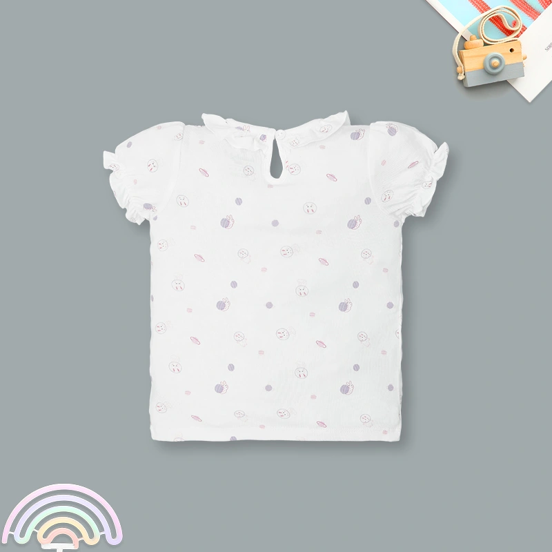 Bộ tay ngắn bé gái Lullaby NH480N màu trắng - tím 3