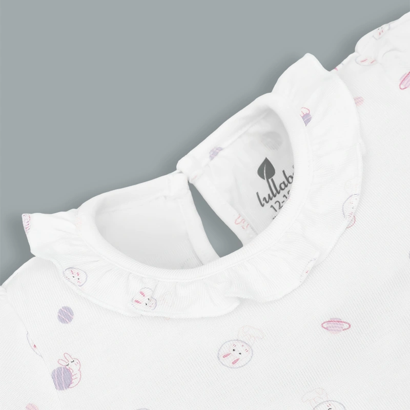 Bộ tay ngắn bé gái Lullaby NH480N màu trắng - tím 4