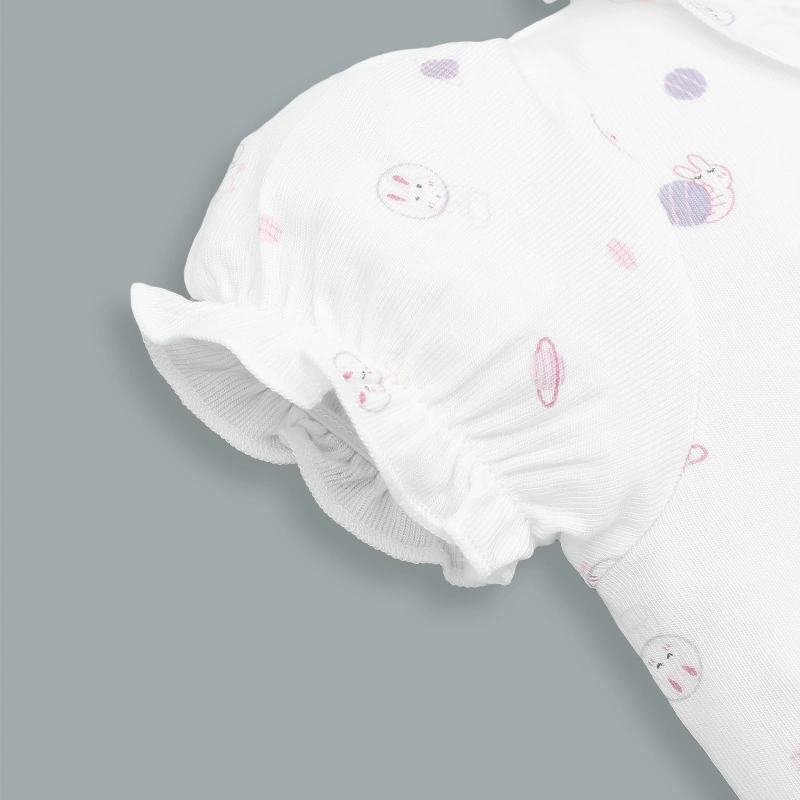 Bộ tay ngắn bé gái Lullaby NH480N màu trắng - tím 5