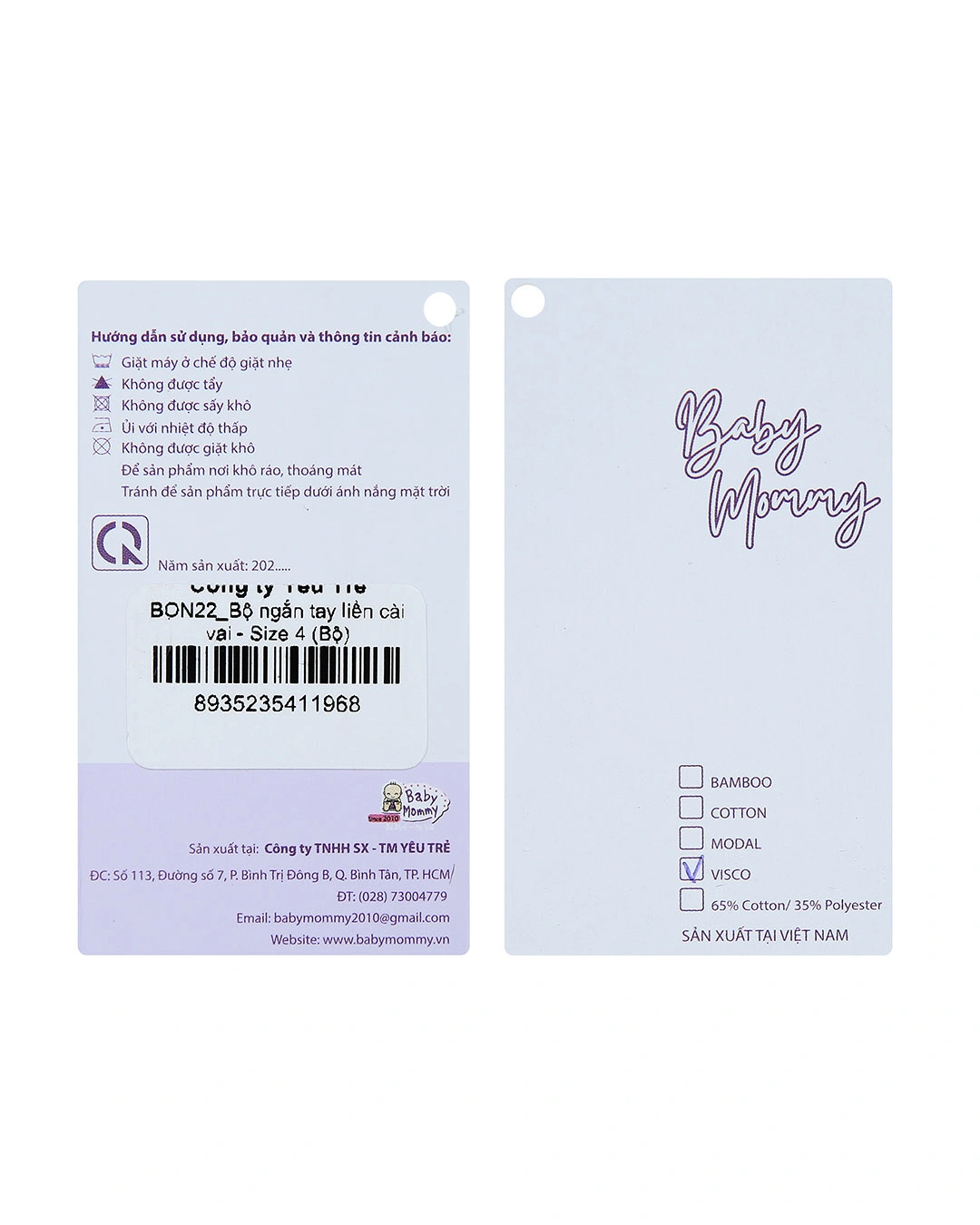 Bộ tay ngắn bé trai BabyMommy cài vai in cún màu trắng - xanh dương 25