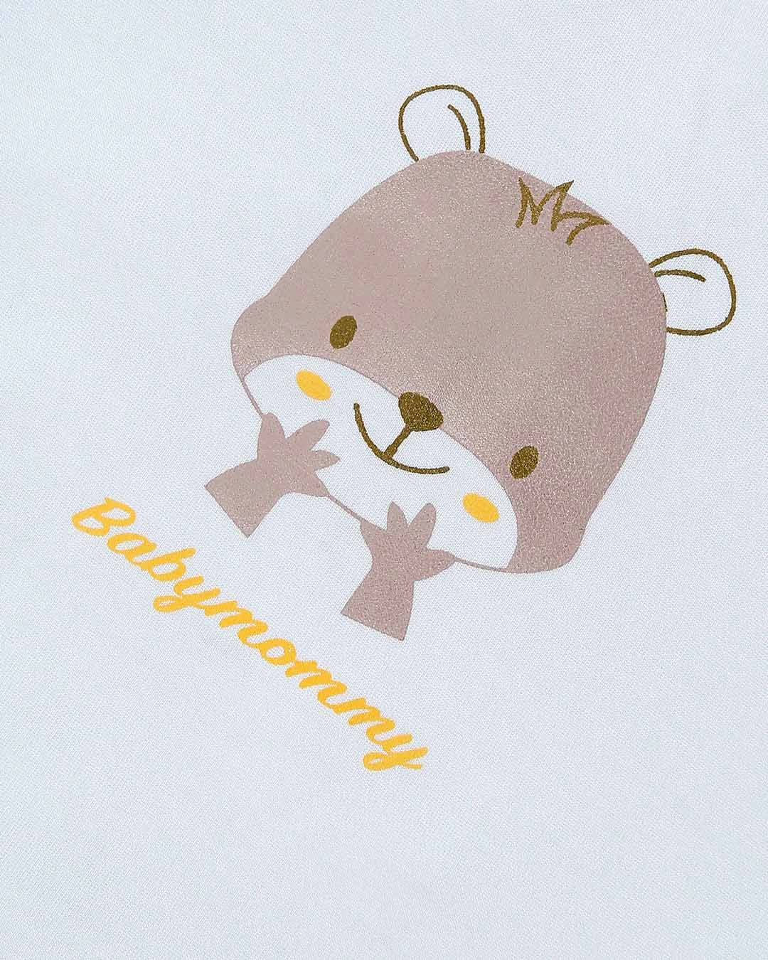 Bộ tay ngắn bé trai BabyMommy cài vai in cún màu trắng - xanh dương 18