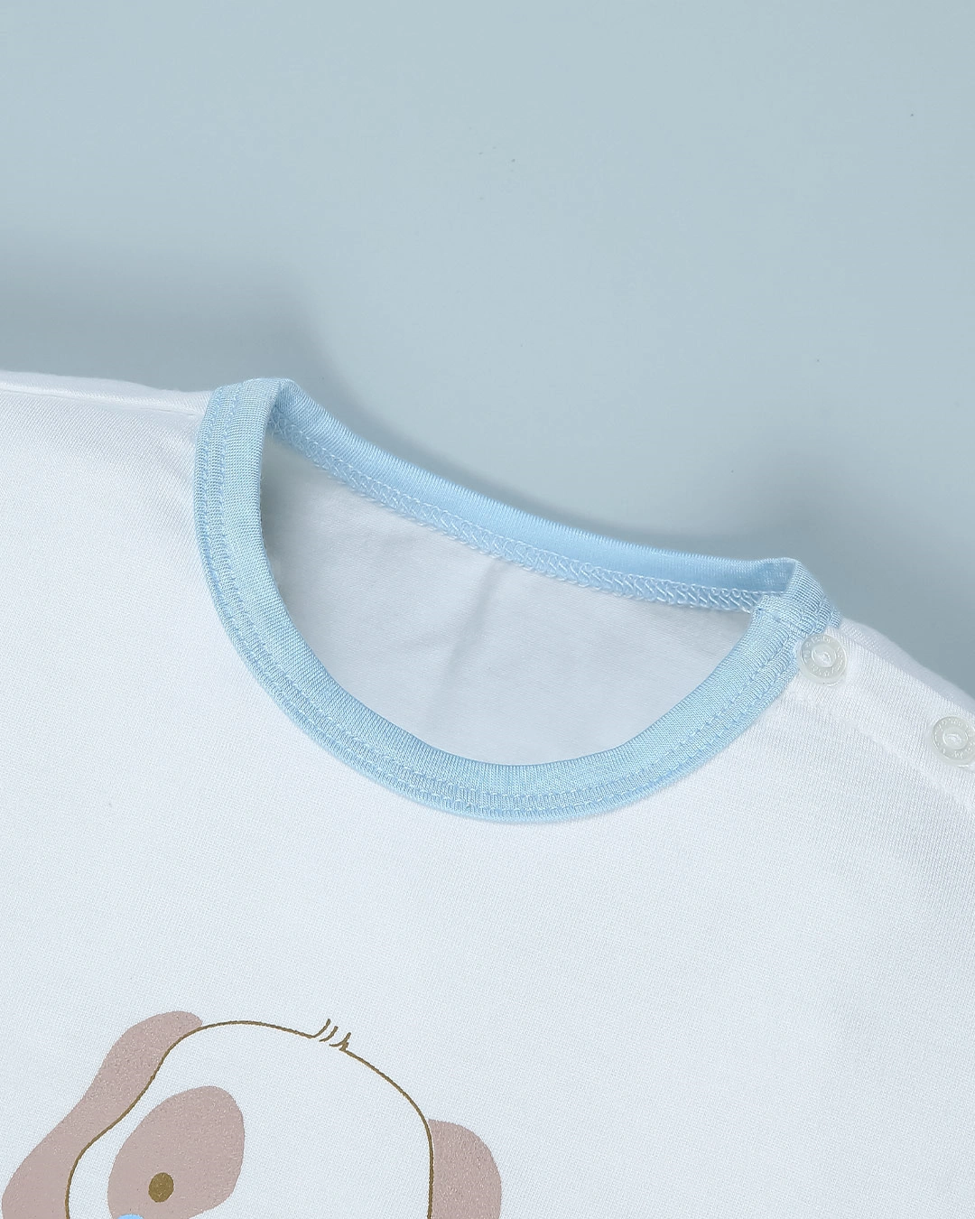 Bộ tay ngắn bé trai BabyMommy cài vai in cún màu trắng - xanh dương 4