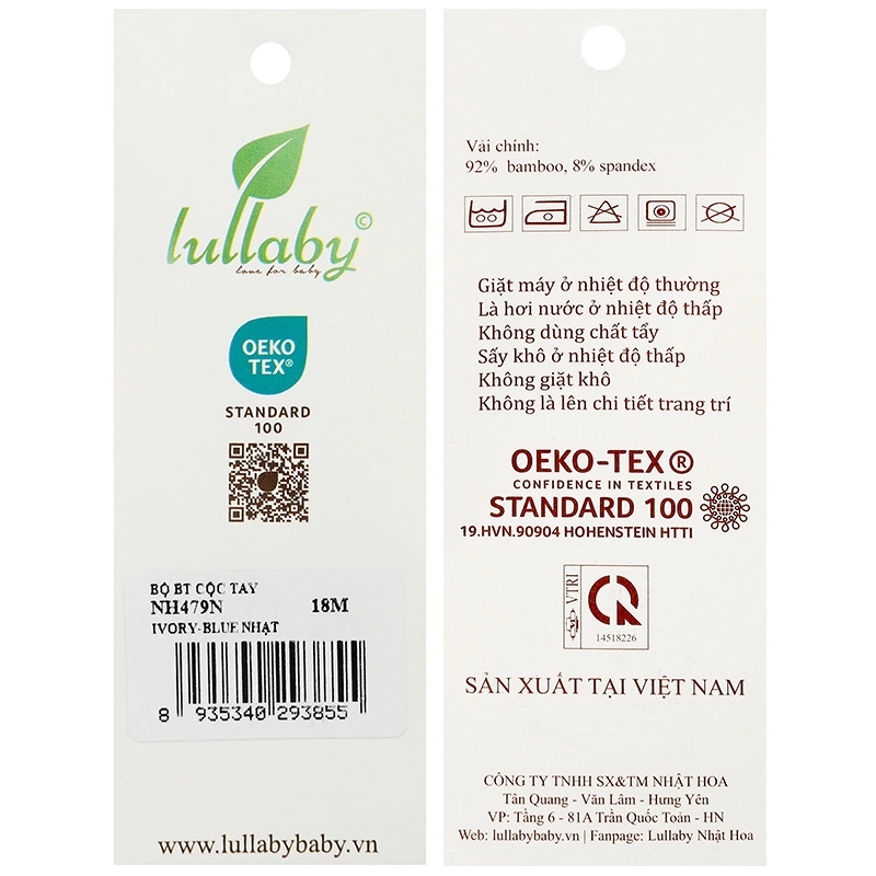 Bộ tay ngắn bé trai Lullaby NH479N màu kem - xanh 14