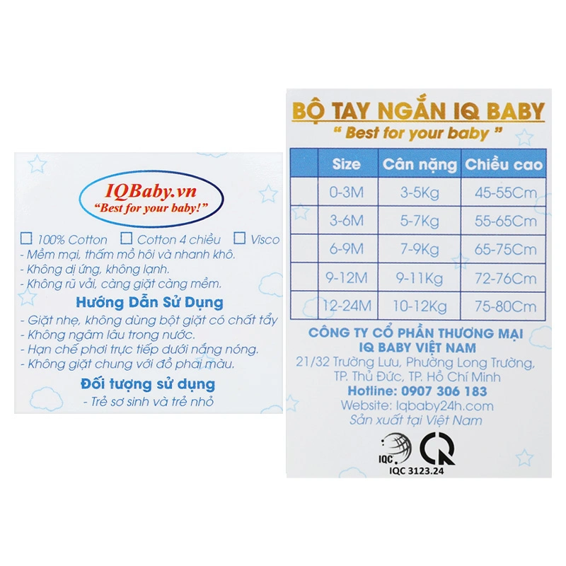 Bộ tay ngắn cài chéo in hình thú IQ Baby màu hồng 13