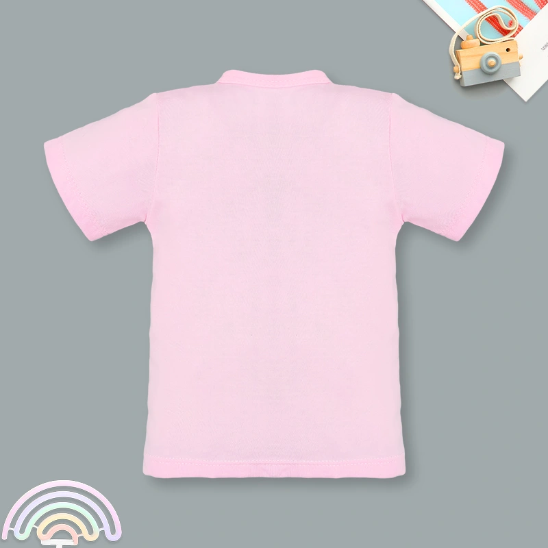 Bộ tay ngắn cài chéo in hình thú IQ Baby màu hồng 3