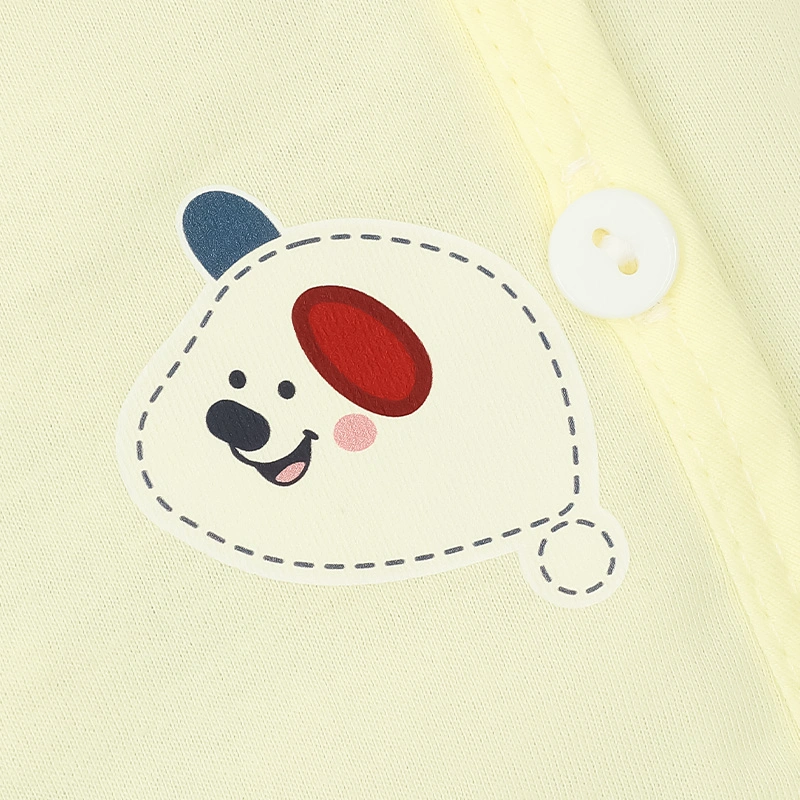 Bộ tay ngắn cài chéo in hình thú IQ Baby màu vàng 7