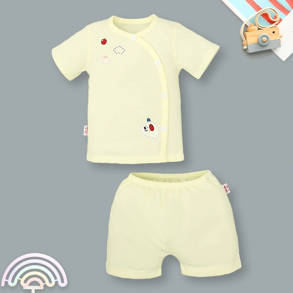 Bộ tay ngắn unisex IQ Baby cotton vàng