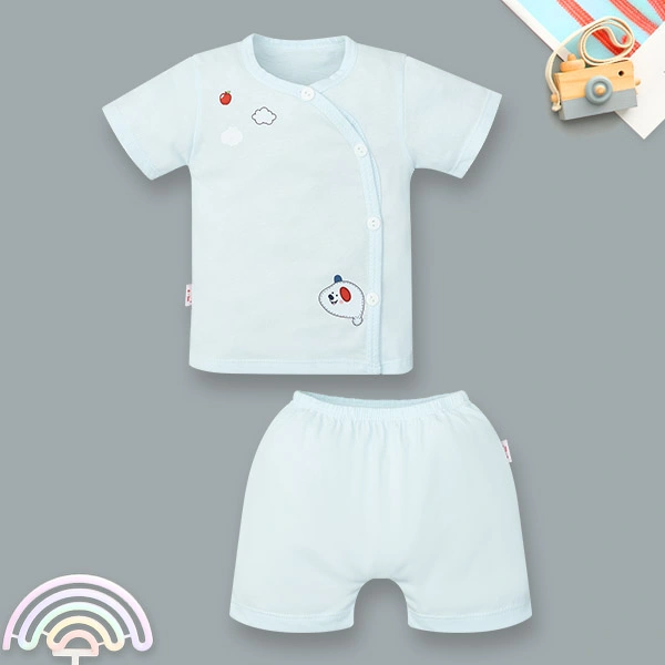 Bộ tay ngắn cài chéo in hình thú IQ Baby màu vàng 14