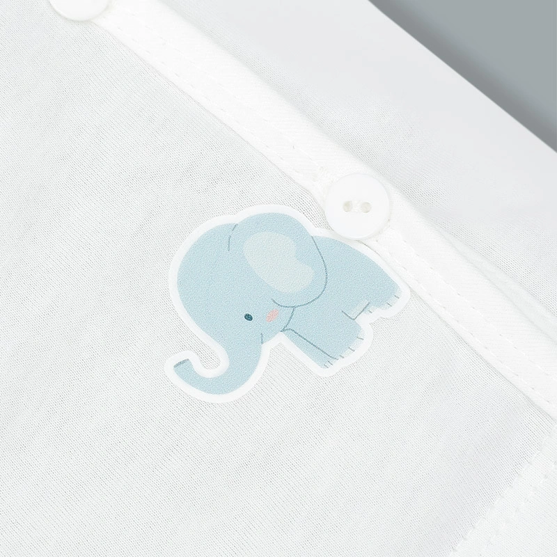 Bộ tay ngắn cài chéo in hình voi IQ Baby màu trắng 6