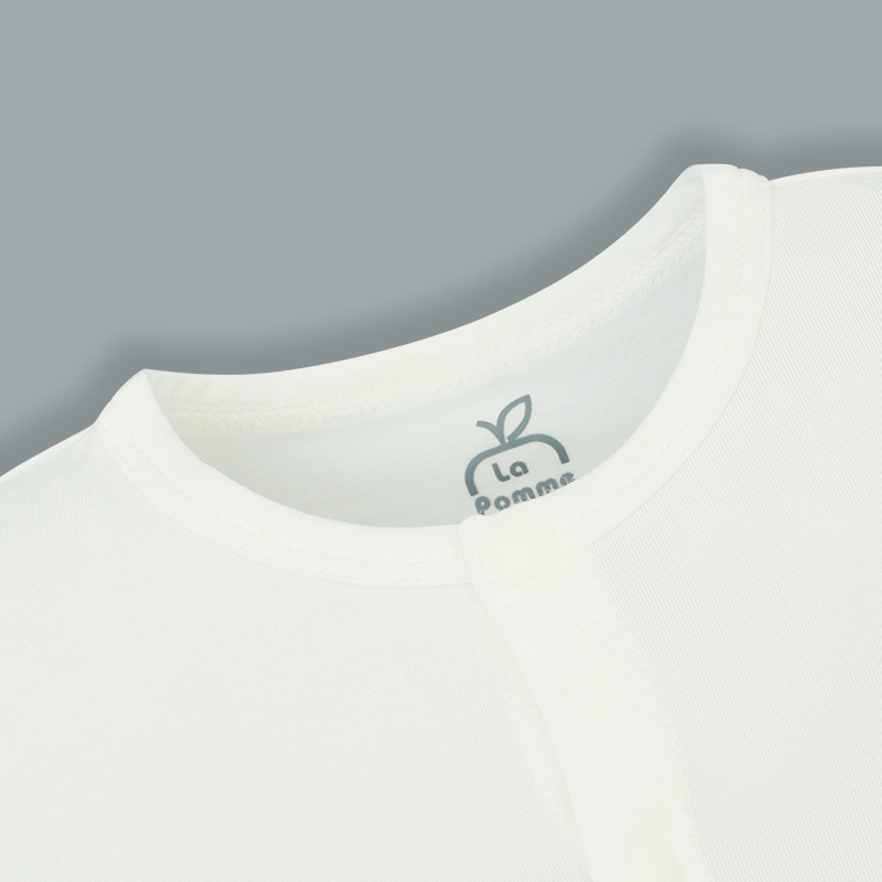 Bộ tay ngắn cài giữa bạn nhỏ dễ thương La Pomme màu ghi - trắng 21