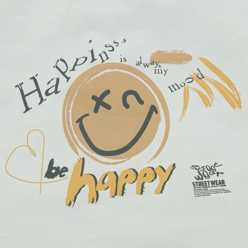 Bộ tay ngắn bé gái in hình mặt cười Ualarogo UR3862 màu xám 7