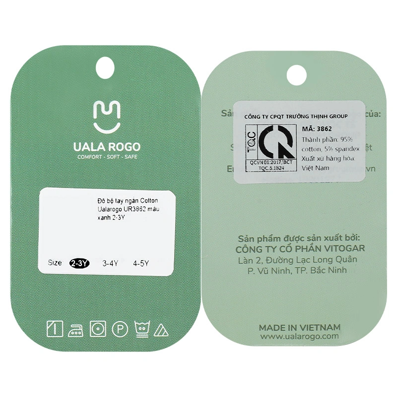 Bộ tay ngắn bé gái in hình mặt cười Ualarogo UR3862 màu xám 28