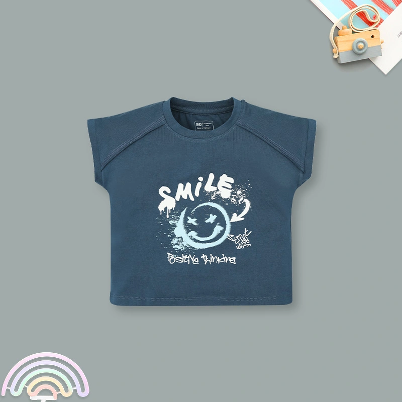 Bộ tay ngắn bé gái in hình mặt cười Ualarogo UR3862 màu xám 16