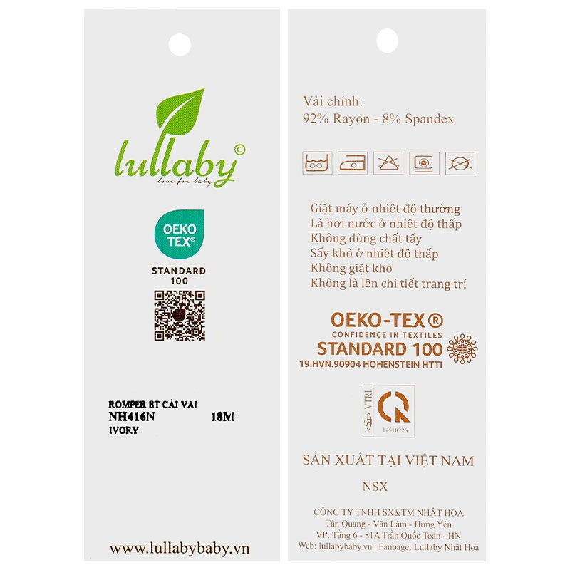 Bodysuit bé trai Lullaby NH416N in chữ màu kem 9