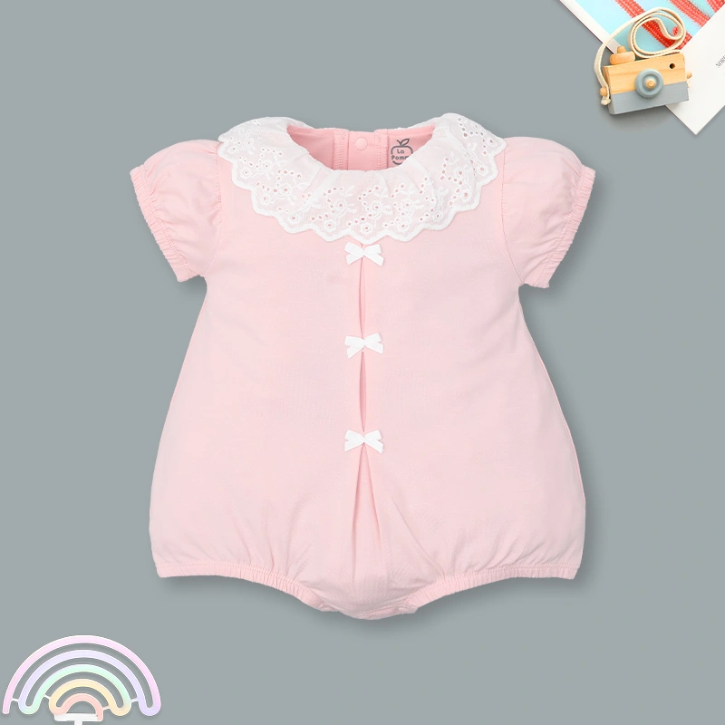 Bodysuit cài giữa La Pomme cổ cách điệu công chúa đáng yêu màu hồng 5