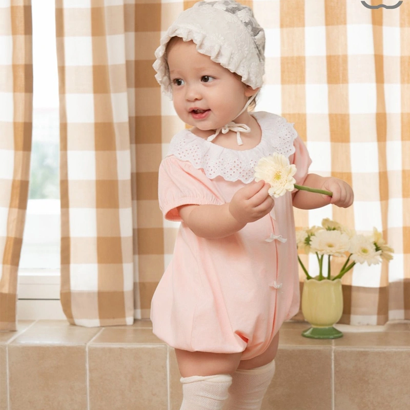 Bodysuit cài giữa La Pomme cổ cách điệu công chúa đáng yêu màu hồng 2