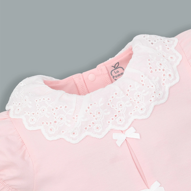 Bodysuit cài giữa La Pomme cổ cách điệu công chúa đáng yêu màu hồng 7