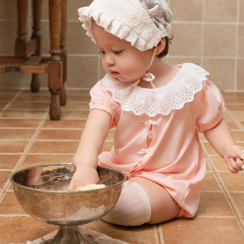 Bodysuit cài giữa La Pomme cổ cách điệu công chúa đáng yêu màu hồng 4