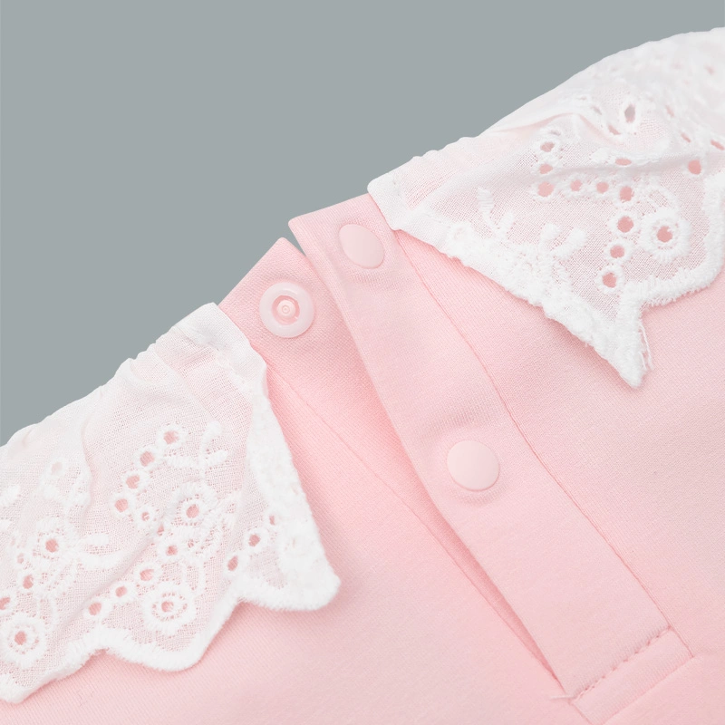 Bodysuit cài giữa La Pomme cổ cách điệu công chúa đáng yêu màu hồng 11