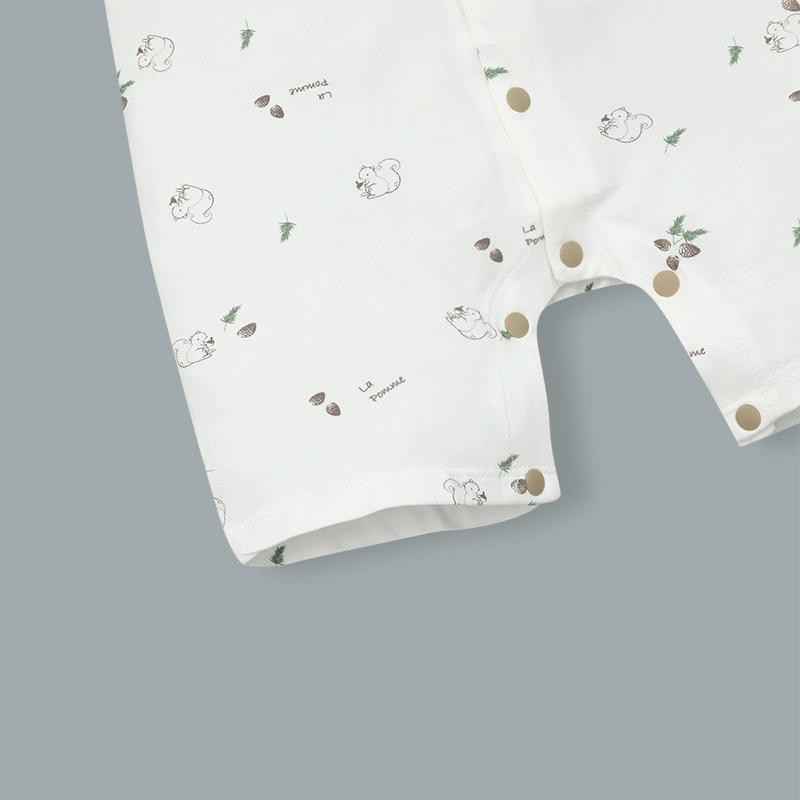 Bodysuit cài giữa La Pomme phối tay raglan họa tiết sóc nhí màu trắng - nâu 4