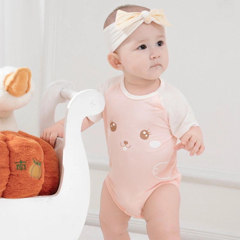 Bodysuit cài vai raglan xin chào bạn mới La Pomme màu hồng - trắng 2