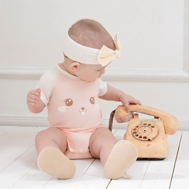 Bodysuit cài vai raglan xin chào bạn mới La Pomme màu hồng - trắng 4