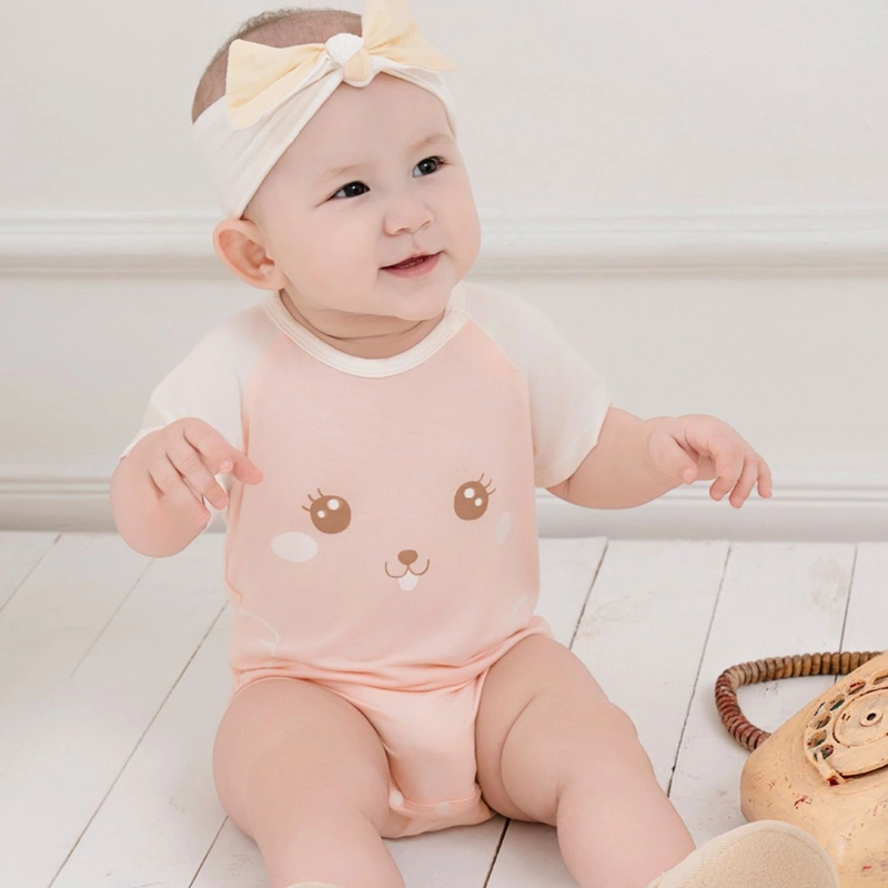Bodysuit cài vai raglan xin chào bạn mới La Pomme màu hồng - trắng 3