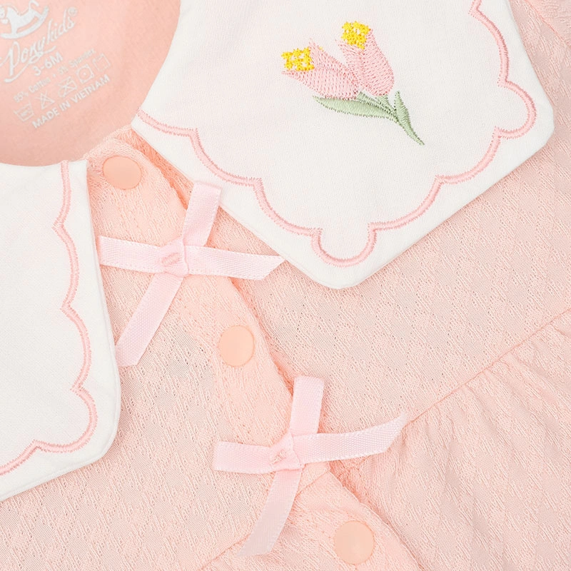 Bodysuit tay ngắn bé gái Pony Kids màu hồng 5