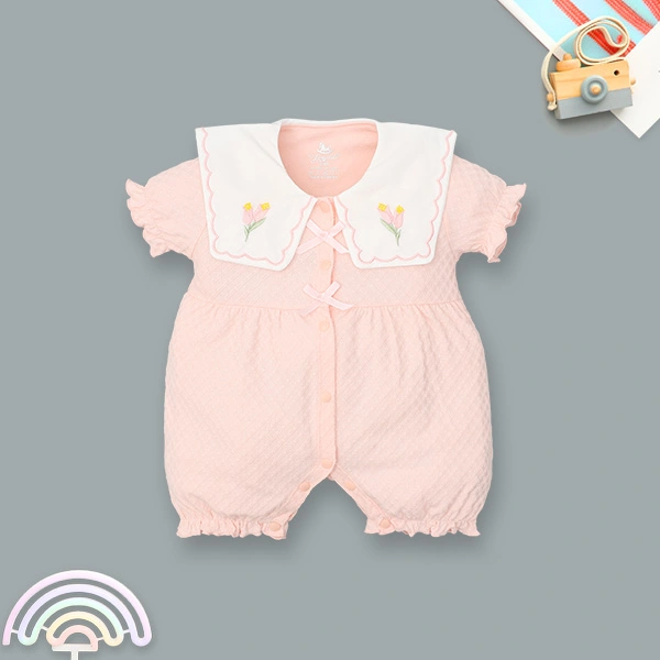 Bodysuit tay ngắn bé gái Pony Kids màu hồng 1