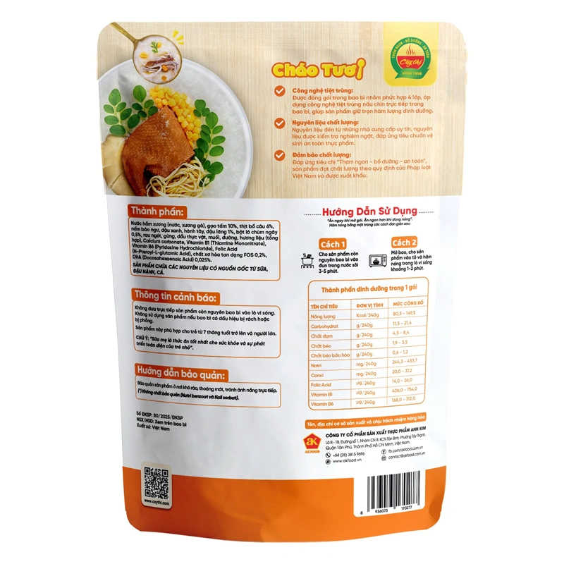 Combo 3 gói cháo tươi Cây Thị vị bồ câu, chùm ngây gói 240g (từ 7 tháng) 6