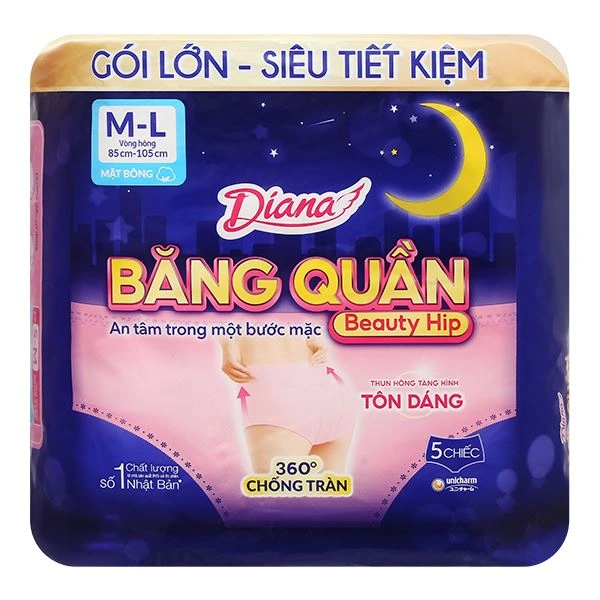 Băng quần ban đêm Diana chống tràn size M-L 5 miếng - Giao bao bì ngẫu nhiên 13
