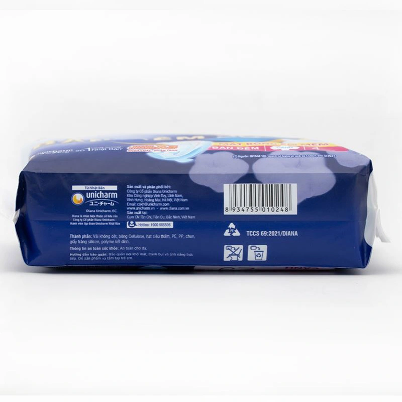 Băng vệ sinh ban đêm Diana Sensi Super Night chống tràn có cánh 4 miếng 6