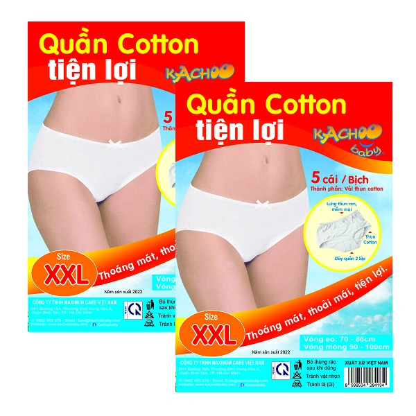 Combo 2 quần lót vải cotton mặc 1 lần KACHOOBABY
