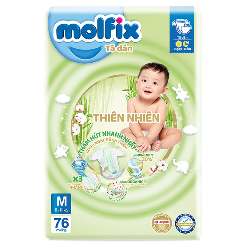 Combo 2 tã dán Molfix thiên nhiên size S 80 miếng/bịch (4 - 8 kg) 11