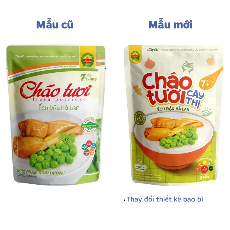 Combo 3 gói cháo tươi Cây Thị vị ếch, đậu Hà Lan 240g (từ 7 tháng) - Giao bao bì ngẫu nhiên 2