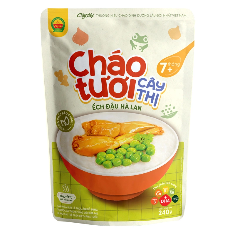 Combo 3 gói cháo tươi Cây Thị vị ếch, đậu Hà Lan 240g (từ 7 tháng) - Giao bao bì ngẫu nhiên 3
