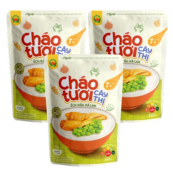 Combo 3 gói cháo tươi Cây Thị vị ếch, đậu Hà Lan 240g (từ 7 tháng) - Giao bao bì ngẫu nhiên 1