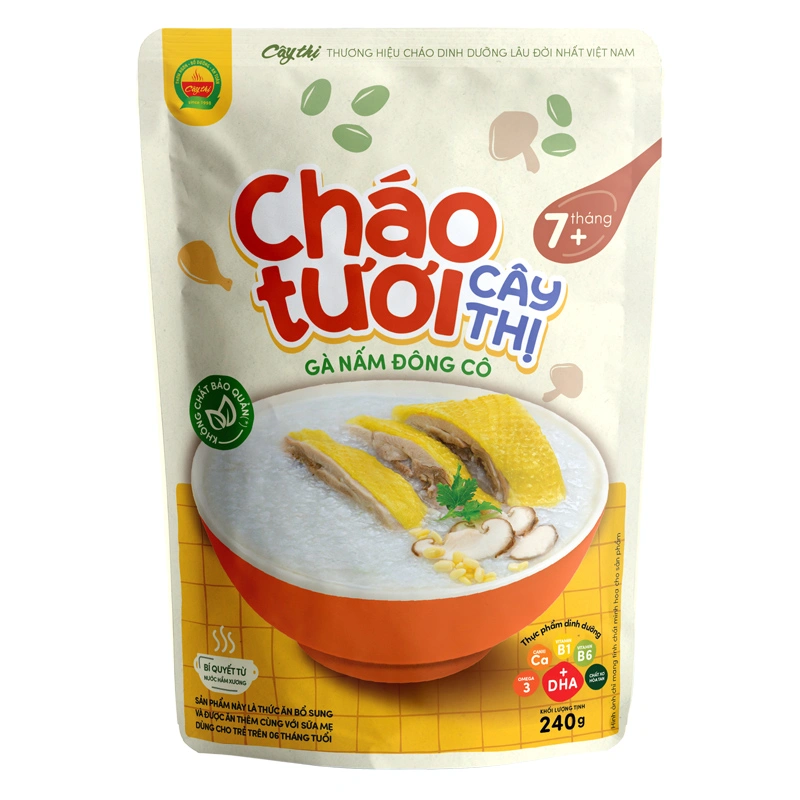 Combo 3 gói cháo tươi Cây Thị vị gà, nấm đông cô 240g (từ 7 tháng) - Giao bao bì ngẫu nhiên 3