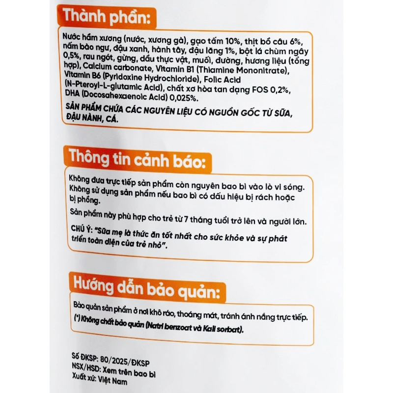 Combo 3 gói cháo tươi Cây Thị vị bồ câu, chùm ngây gói 240g (từ 7 tháng) 4