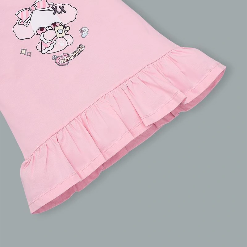 Đầm bé gái Pony Kids đuôi cá in cún màu hồng 5