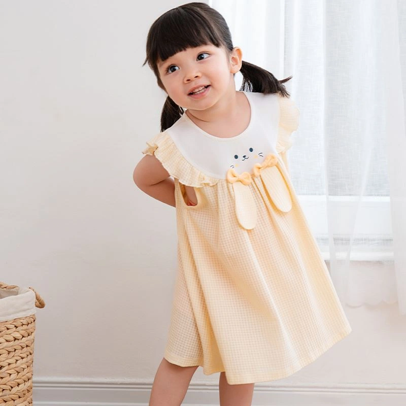 Đầm bé gái La Pomme thiên thần bé nhỏ màu vàng be 2