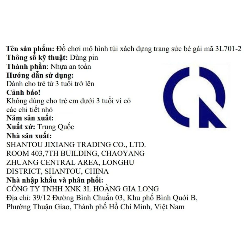 Đồ chơi mô hình túi xách đựng trang sức bé gái 3L 3L701-2 15