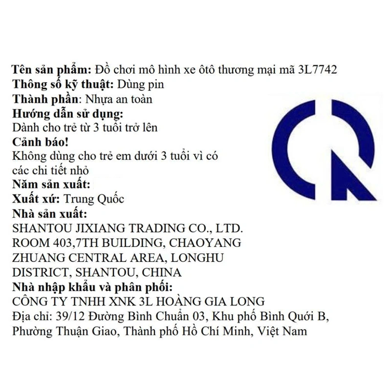 Đồ chơi mô hình xe ôtô thương mại 3L 3L7742 13