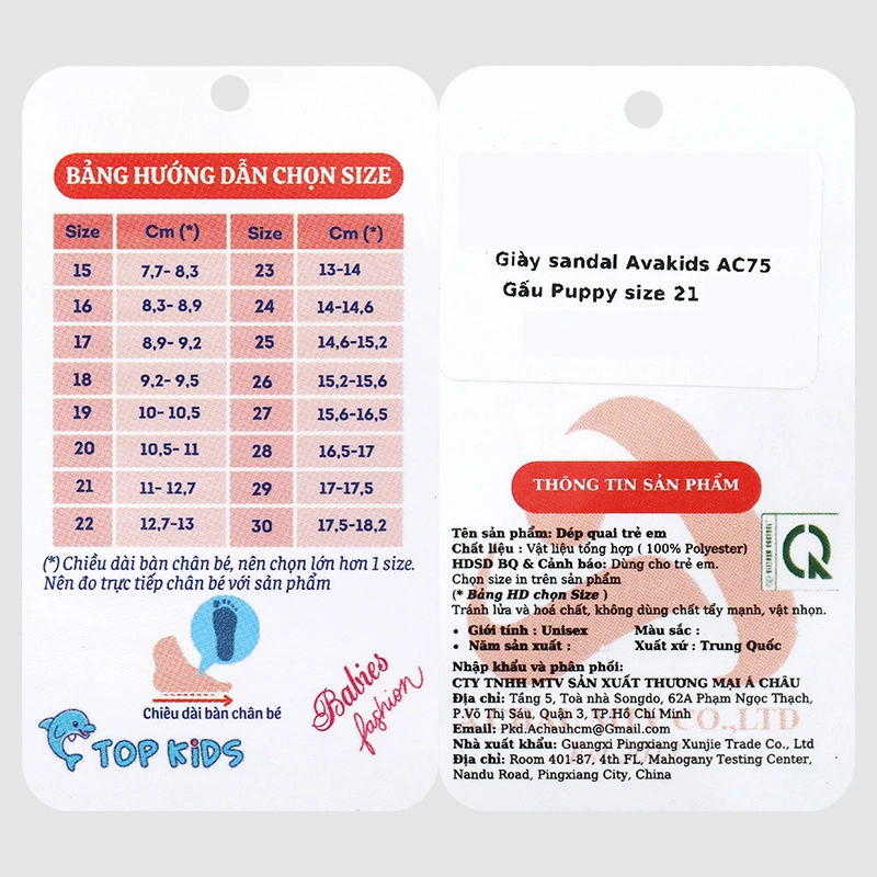 Giày sandal cho bé Á Châu Avakids AC75 màu hồng 10