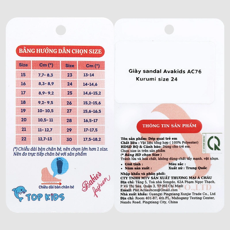 Giày sandal cho bé gái Á Châu Avakids AC76 màu hồng 10