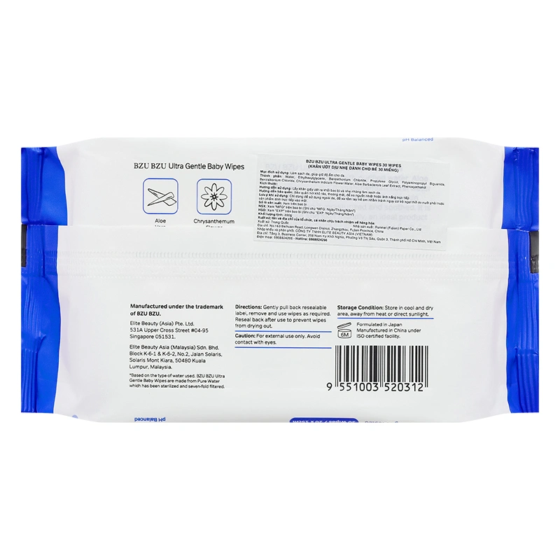 Khăn ướt BZU BZU Ultra Gentle không mùi gói 30 miếng 4