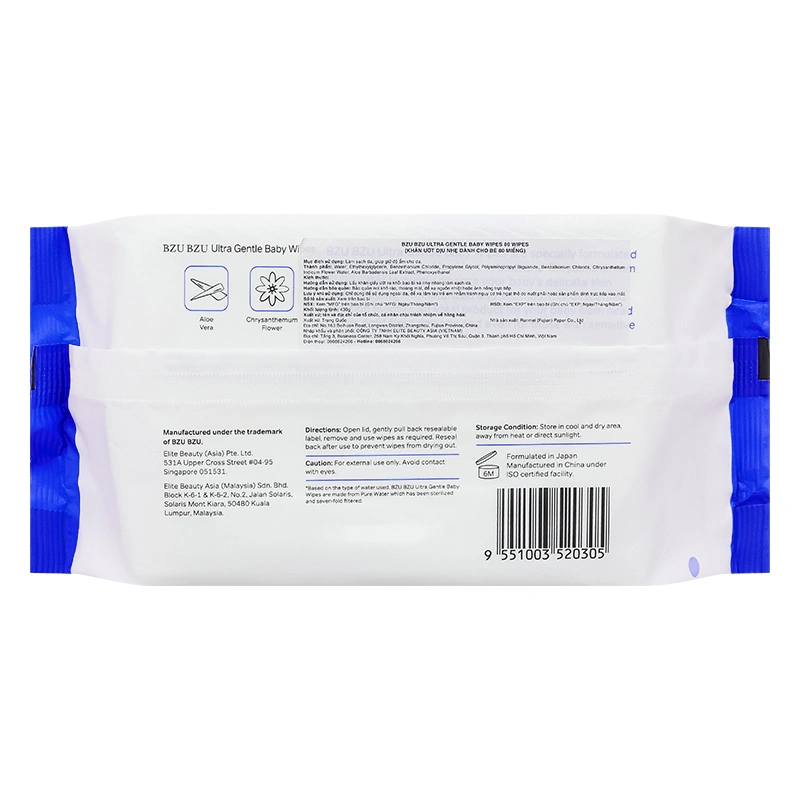 Khăn ướt BZU BZU Ultra Gentle không mùi gói 80 miếng 4