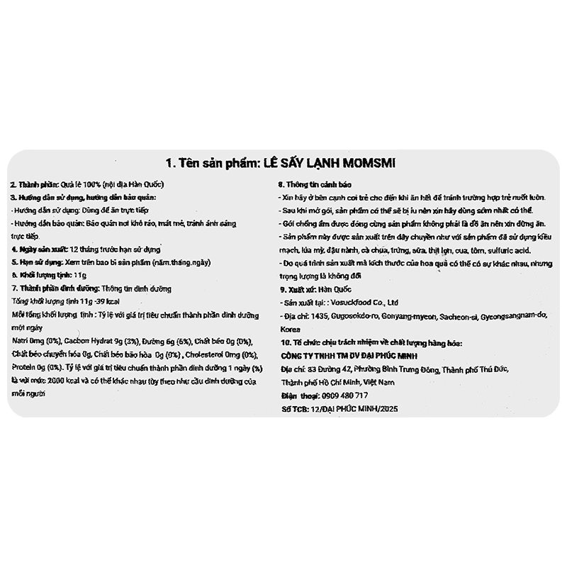 Lê sấy lạnh Momsmi 11g (từ 1 tuổi) 4