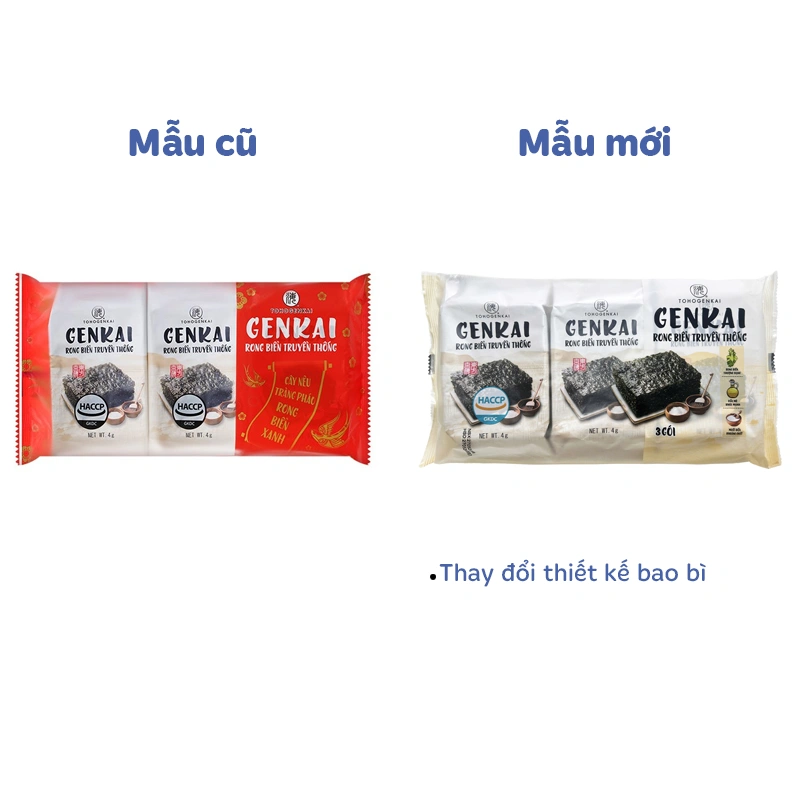 Lốc 3 gói snack rong biển vị truyền thống Genkai 4g (từ 6 tháng) 2