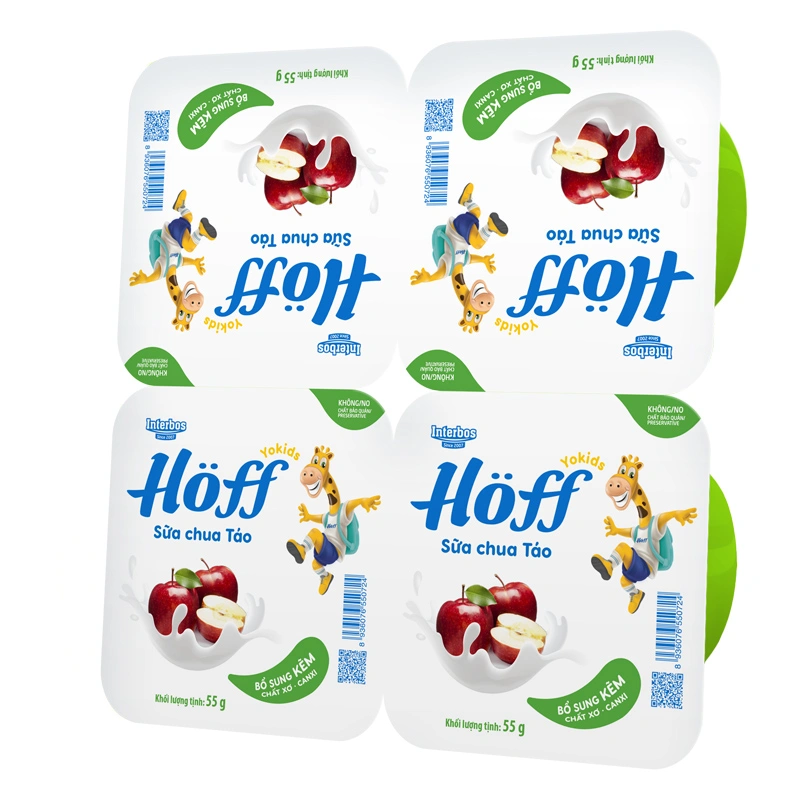 Lốc 4 hộp sữa chua trái cây Hoff vị táo 55g (từ 6 tháng) - Giao bao bì ngẫu nhiên 3